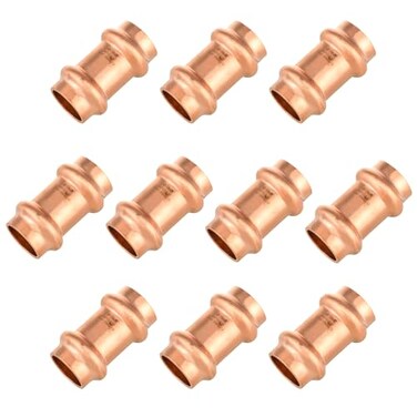 GUOFIS 10Pack Copper Press Coupling12 x 12 Coupler Fittings for Copper Tube Connection with StopPRESS001