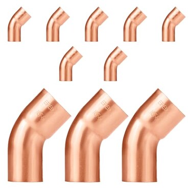 EFIELD 10Pack 34 FTG x 34 Copper Short Radius 45 Street Elbow Copper Fittings COPPER027