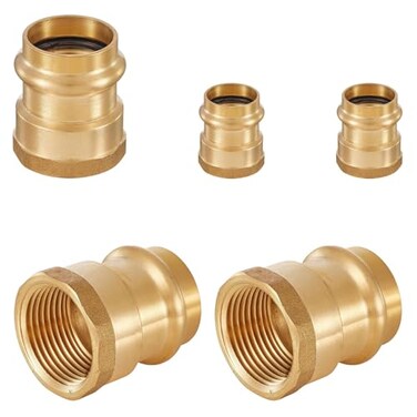 GUOFIS Copper Press Fittings Adapter34 Press Fit x 34 Female NPT ThreadedLF Brass Material5 PACKPEX18073565Pack