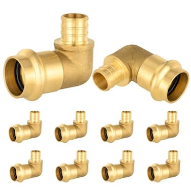 EFIELD Pack of 10 34 Copper Press X 34 PEX Crimp Elbow Brass Fittings For Copper and Pex Pipe ConnectionPRESS093