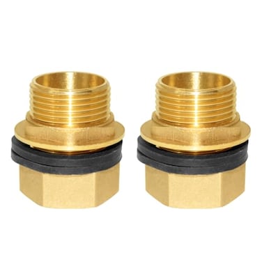 Hooshing 2PCS Brass Bulkhead Fitting 1 Male x 1 Female Thread Water Tank Connector for Rain Barrels Aquariums Tubs Pools