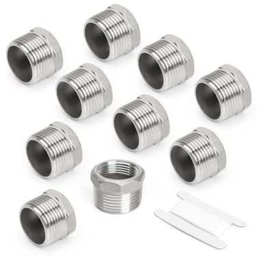 Kodilin 10PCS 304 Stainless Steel Reducer Hex Bushing 1 NPT Male x 34 NPT Female Reducing Pipe Fitting Adapter