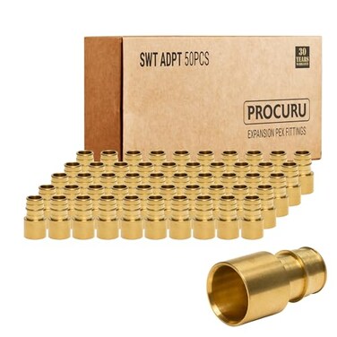 PROCURU 50Pack 12 PEXA x 12 Female Sweat Adapter Expansion PEXA F1960 Brass Plumbing Fitting Safe Fits over 12 Copper Pipe