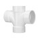 Frienda 3 Inch PVC DWV Double Sanitary Tee Pipe Fitting for Sanitary Drainage Drain Waste Vent 4Way Cross Fittings Connect Coupling Adapter for Sewer Stormwater Applications White