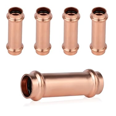 GUOFIS 5Pack Copper Press Fittings34 Inch x 34 Inch Extended Coupling NO Stop Copper Press Fit CouplerPRESS029