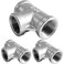 Fitvell Stainless Steel Tee Pipe Fitting 12 x 12 x 12 NPT Female Threaded T Shaped Coupling 3PCS