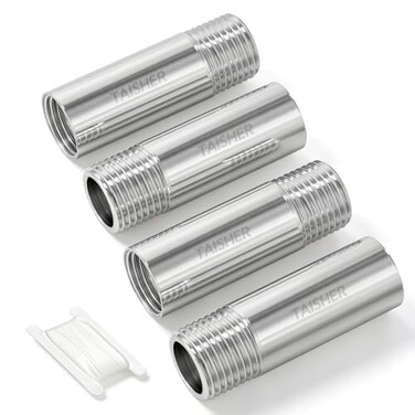 TAISHER 4PCS Stainless Steel Pipe Fittings 38 NPT Male x 38 NPT Female Threaded 2 Length Nipple Cast Pipe