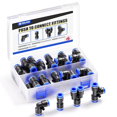 TAILONZ PNEUMATIC 12mm od Push to Connect Fittings Pneumatic Fittings Kit 5 Spliters5 Elbows5 tee5 Straight 20 pcs