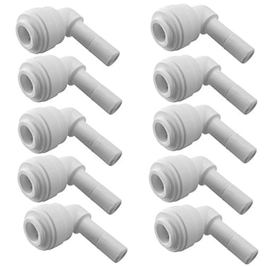 PureSec Water Pipe Stem Elbow Connector for 14 Tubing 90 degree elbow Push to Connect Plastic Quick Fittings for Reverse Osmosis SystemPack of 10