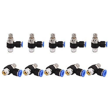 SNS 90 Degree Elbow Air Flow Control Valve Push To Connect Fitting Speed Control Valve 12Tube OD x 18 NPT10 PCS JSC12N01