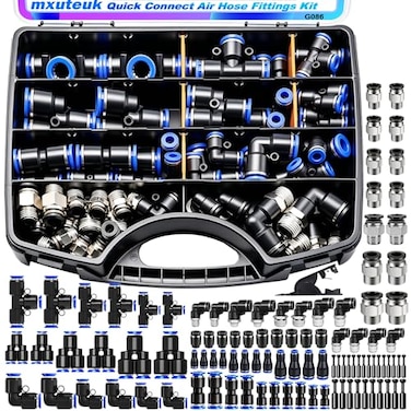 mxuteuk 81PCS Quick Connect Air Hose Fittings Kit18143812 Push to Connect FittingAir Line Quick Connect FittingsQuick Release Pneumatic Kit