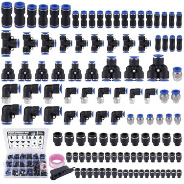 Ailbiuko 120 PCS Quick Connect Air Hose Fitting Assortment Kit18 14 38 12 NPT Thread Push to Connect Fittings Pneumatic Air Line Quick Connect Quick Release Fitting Kit