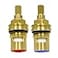 Huashan Replacement Brass Ceramic Disc Stem Cartridge Faucet Valve Quarter Turn 12 X 53mm x 12mm spline length 20 teethPAIR Hot Cold