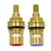 Huashan Replacement Brass Ceramic Disc Stem Cartridge Faucet Valve Quarter Turn 12 X 53mm x 12mm spline length 20 teethPAIR Hot Cold