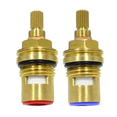 Huashan Replacement Brass Ceramic Disc Stem Cartridge Faucet Valve Quarter Turn 12 X 53mm x 12mm spline length 20 teethPAIR Hot Cold