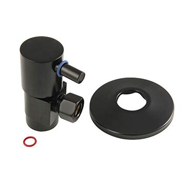 Kingston Brass CD43300DLK 12IPS x 38OD AntiSeize Deluxe QuarterTurn Ceramic Hardisc Cartridge Angle Stop with Flange Matte Black