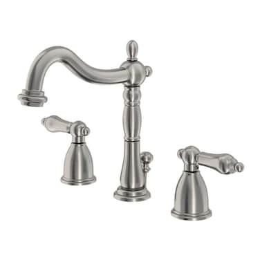 Kingston Brass KB1978AL Heritage Widespread Lavatory Faucet with Metal Lever Handle Brushed Nickel 8Inch Adjustable Center