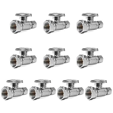 EFIELD Pack of 10 12 FIP Iron Pipe x 38 Compression Chrome 14Turn Straight Stop Water Shutoff Ball ValveVALVE05710PCS