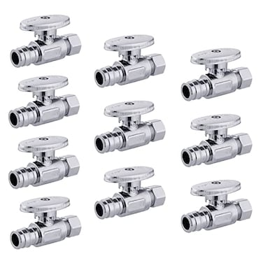 EFIELD 10 PCS Stop Valve Pexa 14 Turn Straight 38 OD Compression X 12 Expansion F1960 Chrome Plated BrassVALVE101
