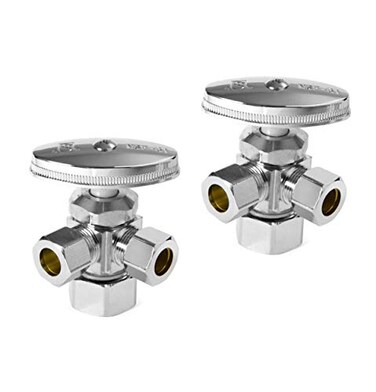 EFIELD Pack of 2 Dual Compression Outlet Angle Stop Valve MultiTurn 12 NOM 58 ODx38x 38 ChromeVALVE0602PCS