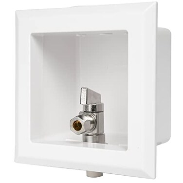 EFIELD Toilet Outlet Box Preassembled12Inch with Installed 14Turn Angle Stop ValveChrom Plated White CPVCTL001