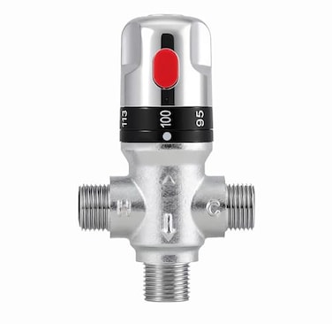 TreMax Thermostaic Mixing Valve with 12 NPT Thread Shower Mixing Valve with NPT Connector no need Adaptors Temperature Control Valve Fahrenheit Scale Mark Solid Brass Silver