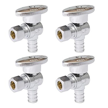 GUOFIS Angle Stop Valve12 Inch Pex X 38 Inch OD Compression Angle Shutoff Valve with 14 Turn onoff Pack of 4ASTM F1807VALVE0764Pack