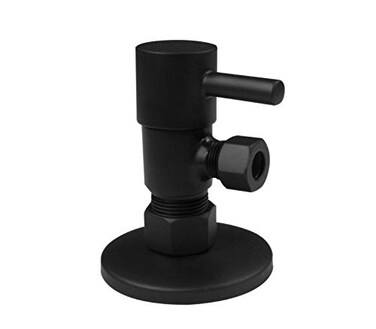 Westbrass D105QR62 Round Lever 14Turn Angle Stop 12 Copper x 38 Compression Matte Black
