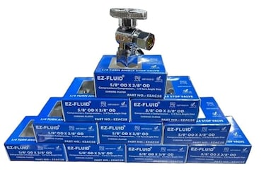 EZ-FLUID 10 Pack EZFluid 12 Nom 58 OD 38 OD Compression Angle Stop Valve Chrome Brass 14 Turn Water ShutOff Valve for for Sink Bathroom Kitchen Laundry Plumbing