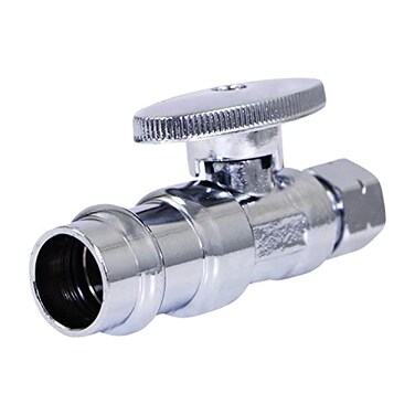 Midline Valve 93323QSNLQ 14 Turn Press Straight Stop Valve 12 Press x 38 OD Chrome Plated Brass
