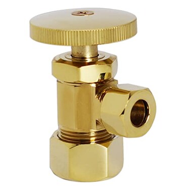 Westbrass Round Handle Angle Stop Shut Off Valve 12 Copper Pipe Inlet with 38 Compression Outlet Polished Brass D10503