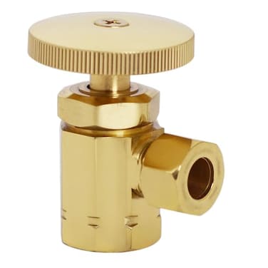 Westbrass Round Handle Angle Stop Shut Off Valve 12 IPS Inlet with 38 Compression Outlet Polished Brass D10303