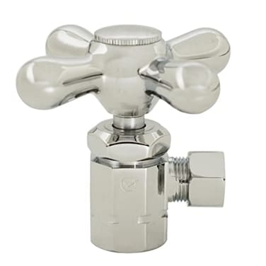 Westbrass Cross Handle Angle Stop Shut Off Valve 12 IPS Inlet with 38 Compression Outlet Polished Nickel D103X05