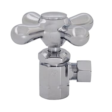 Westbrass Cross Handle Angle Stop Shut Off Valve 12 IPS Inlet with 38 Compression Outlet Polished Chrome D103X26