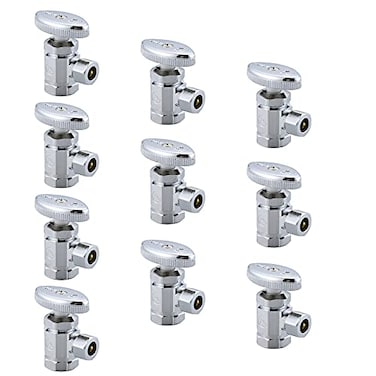 Cyrret 10Pack Angle Stop Shut off Valve MultiTurn 12Inch FIP Inlet X 38Inch Compression Outlet No Lead Brass Chromed CUPC NSF AB1953 Approved