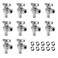 PURAGEIR 10 Pcs Quarter Turn 12 Inch Pex x 38 Inch Compression Angle Stop Valve 12Pex x 38 OD Compression Angle Shut Off Valve Solid Brass Chrome