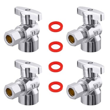 Minimprover 4 Pack Premium Brass Chrome plated 12 FIP Female Thread x 38 Inch OD Compression Quarter Turn Water Angle Stop Valve Shut Off
