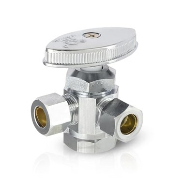 EFIELD Dual Compression Outlet MultiTurn Angle Stop Valve12 Fip Iron Pipe x 38 inch x 38 inchChrome Plated Brass 1VALVE162
