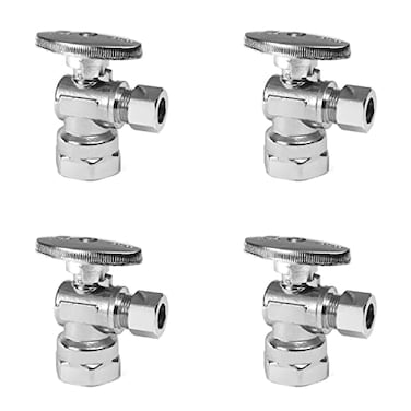 EFIELD Pack of 4 12 FIP Iron Pipe x 38 Compression Chrome 14Turn Angle Stop Water Shutoff Valve Chrome PlatedVALVE0544PCS