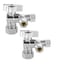 EFIELD Pack of 2 14 Turn Dual Compression Outlet Angle Stop Valve12 NOM 58 OD x 38 inch x 38 inch Chrome Plated Brass MadeVALVE206