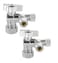 EFIELD Pack of 2 14 Turn Dual Compression Outlet Angle Stop Valve12 NOM 58 OD x 38 inch x 38 inch Chrome Plated Brass MadeVALVE206