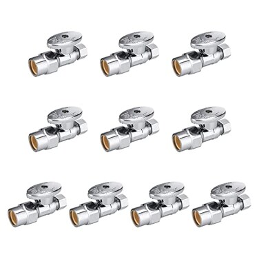 EFIELD Pack of 10 14 Turn Straight Stop Valve 38 OD Compression X 12 CPVC Pipe Connection Chrome Plated BrassVALVE07310PCS