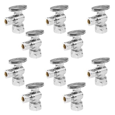 GUOFIS Angle Stop Valve12 FIP Iron Pipe x 38 Compression Chrome Angle Shutoff Valve with 14 Turn Pack of 10VALVE05410Pack