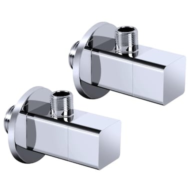 Hettecy Angle Valve NPT 12 Inlet x 38 Outlet Heavy Duty Quarter Turn Angle Shut Off Valve Squared Body Water Control Valve Chrome 2 Pack