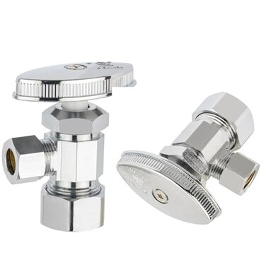 EFIELD Pack of 2 MultiTurn Angle Stop Valve 12 Nominal 58 OD Compression x 38 OD LF Brass Chrome Plate NSFANSI 61VALVE3622PCS
