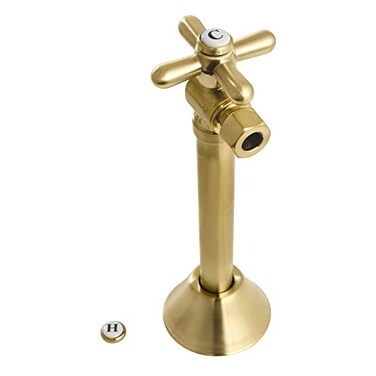Kingston Brass CC83207X 12 Sweat x 38 OD Comp Angle Shut Off Valve with 5 Extension Brushed Brass