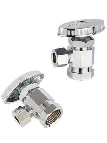 EFIELD Pack of 2 MultiTurn Angle Stop Valve 12 Fip Iron Pipe x 38 OD LF Brass Chrome Plate NSFANSI 61VALVE3652PCS
