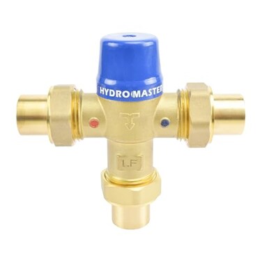 Hydro Master Thermostatic Mixing Valve LF Brass Construction Temperature Control 34 Inch Sweat