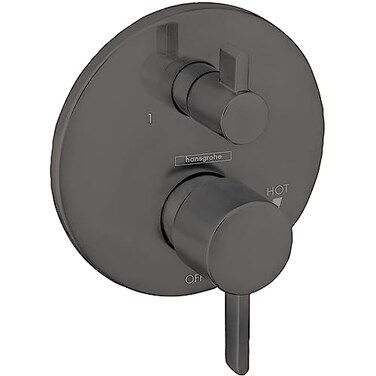 hansgrohe Ecostat Modern Pressure Balance Shower Valve Trim with Diverter in Brushed Black Chrome 04447340