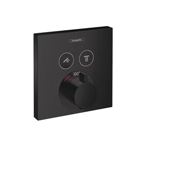 hansgrohe ShowerSelect Modern Thermostatic Shower Valve Trim with Temperature Control and Diverter in Matte Black 15763671